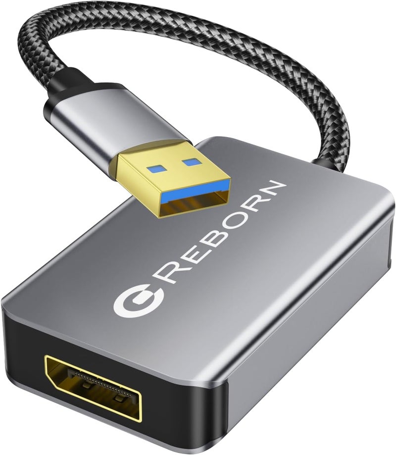 REBORN USB 3.0 to DisplayPort Adapter, 1080P@60Hz USB 3.0 Male to DisplayPort Female Multi-Display Cable Converter Suitable for MAC OS, Windows 7/8/10/11 - Image 1